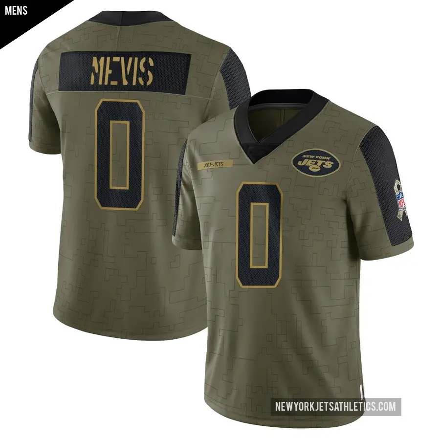 Men's New York Jets ＃0 Harrison Mevis Olive Limited 2021 Salute To Service Jersey
