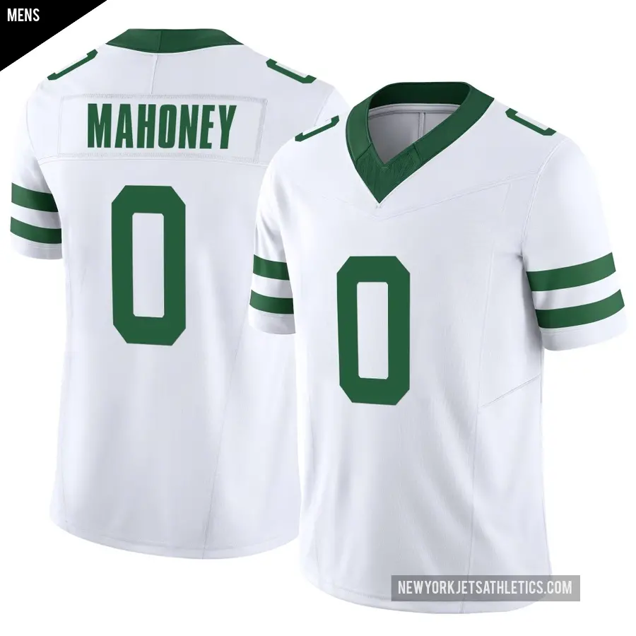 Men's New York Jets ＃0 Jaylen Mahoney White Limited Legacy Vapor F.U.S.E. Jersey