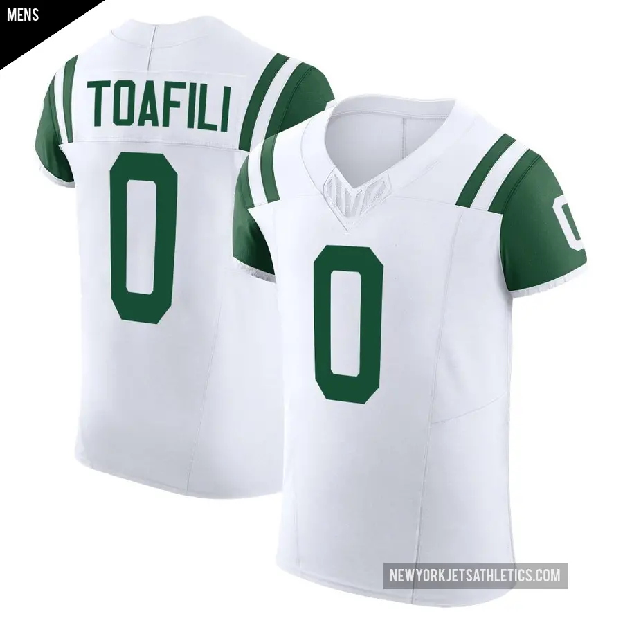 Men's New York Jets ＃0 Lawrance Toafili White Elite Classic Alternate Vapor F.U.S.E. Jersey