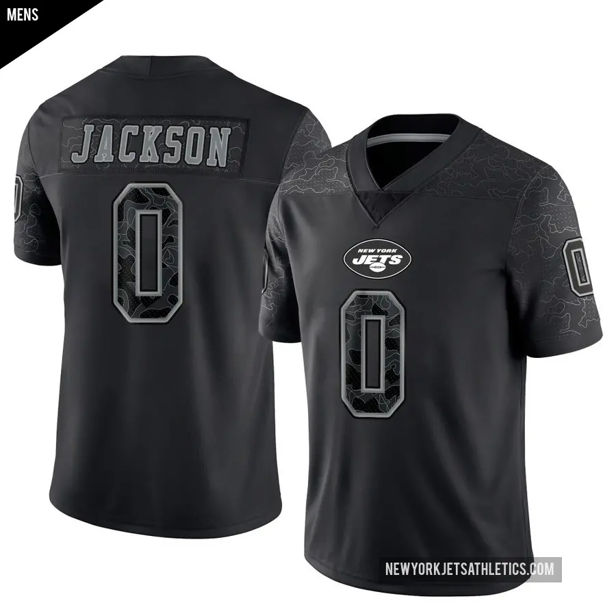 Men's New York Jets ＃0 Samuel Jackson Black Limited Reflective Jersey