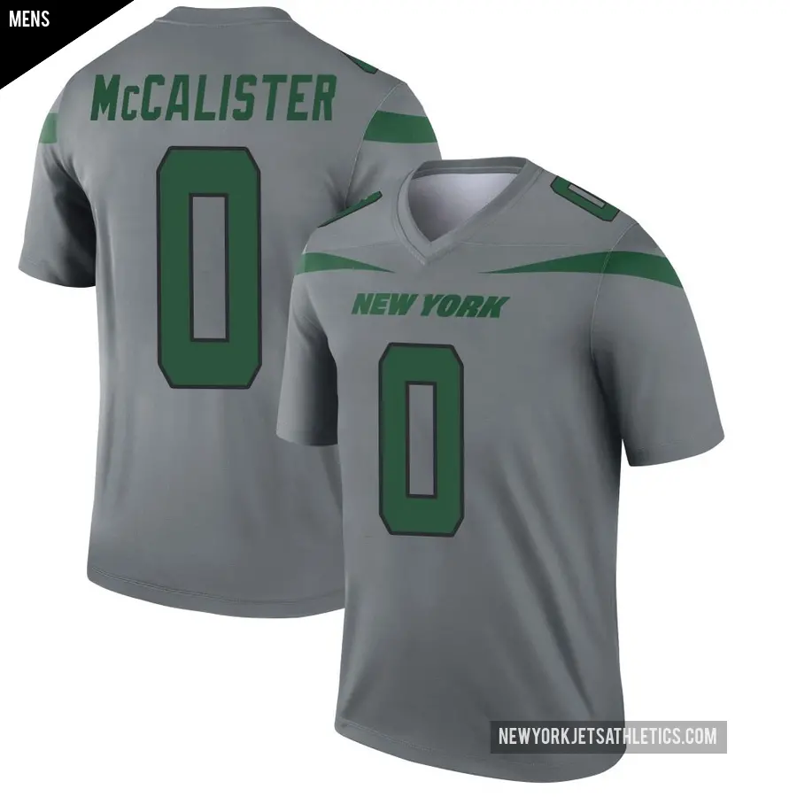Men's New York Jets ＃0 Tanner McCalister Gray Legend Inverted Jersey
