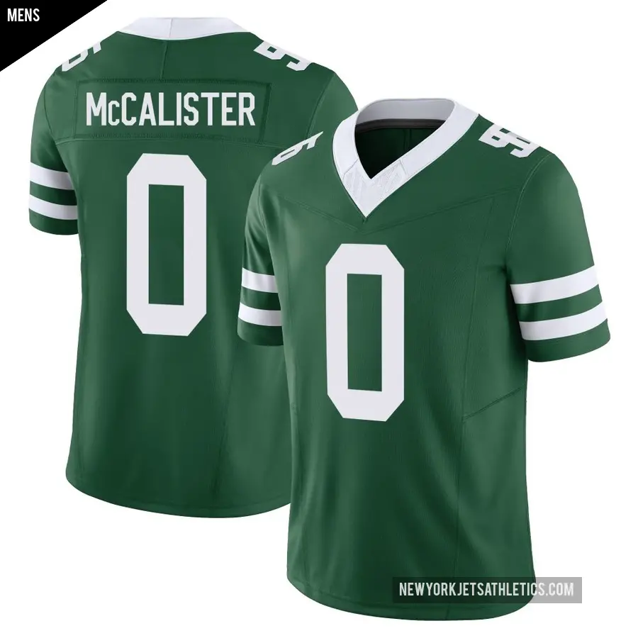 Men's New York Jets ＃0 Tanner McCalister Green Limited Legacy Vapor F.U.S.E. Jersey