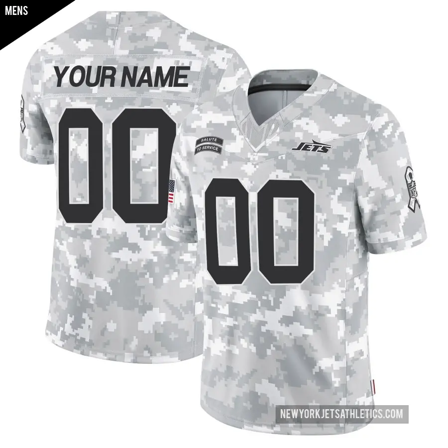 Men's New York Jets ＃00 Custom Arctic Camo Limited 2024 Salute to Service Jersey