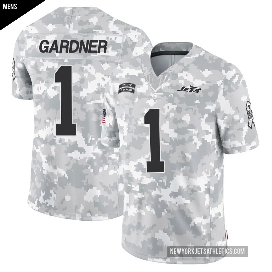 Men's New York Jets ＃1 Sauce Gardner Arctic Camo Limited 2024 Salute to Service Jersey