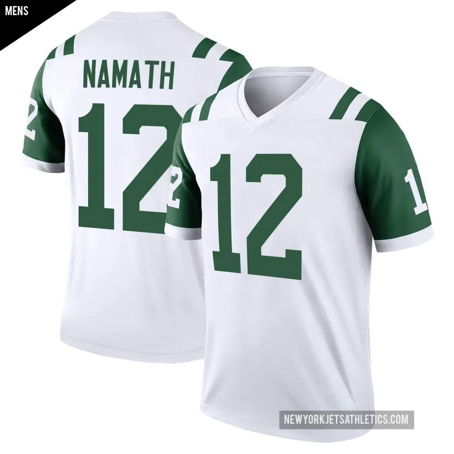 Men's New York Jets ＃12 Joe Namath White Legend Classic Alternate Jersey