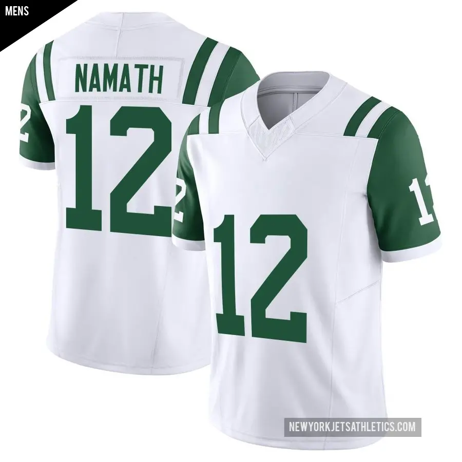 Men's New York Jets ＃12 Joe Namath White Limited Classic Alternate Vapor F.U.S.E. Jersey