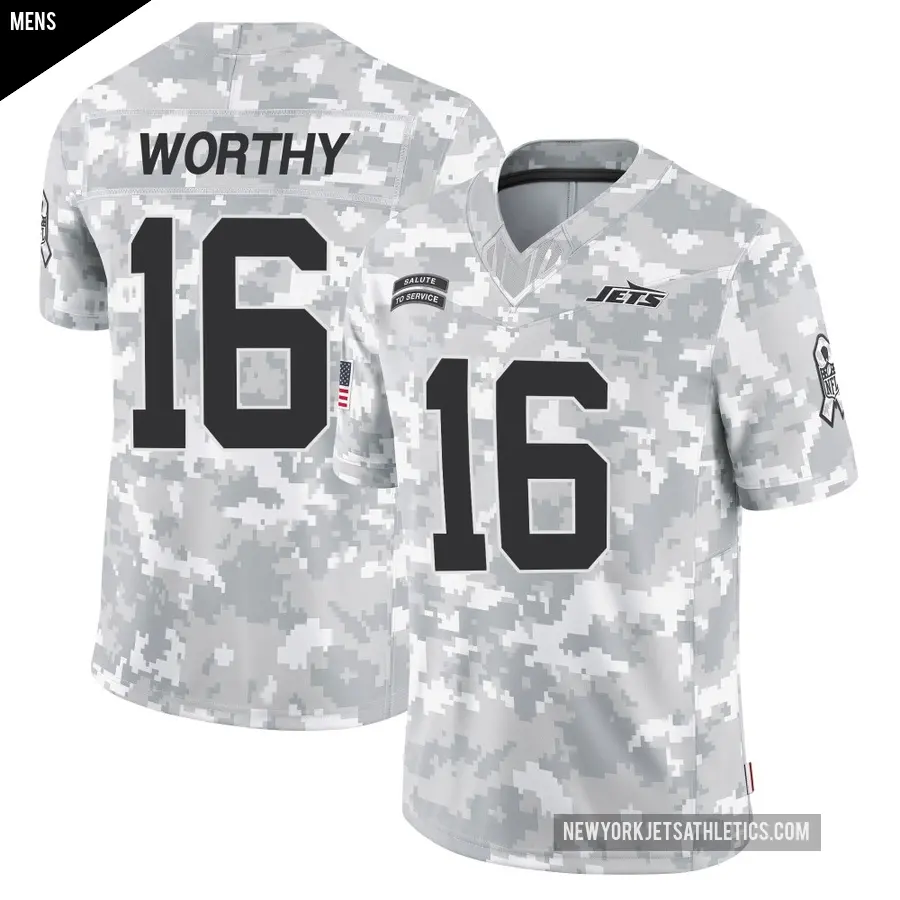 Men's New York Jets ＃16 Chandler Worthy Arctic Camo Limited 2024 Salute to Service Jersey
