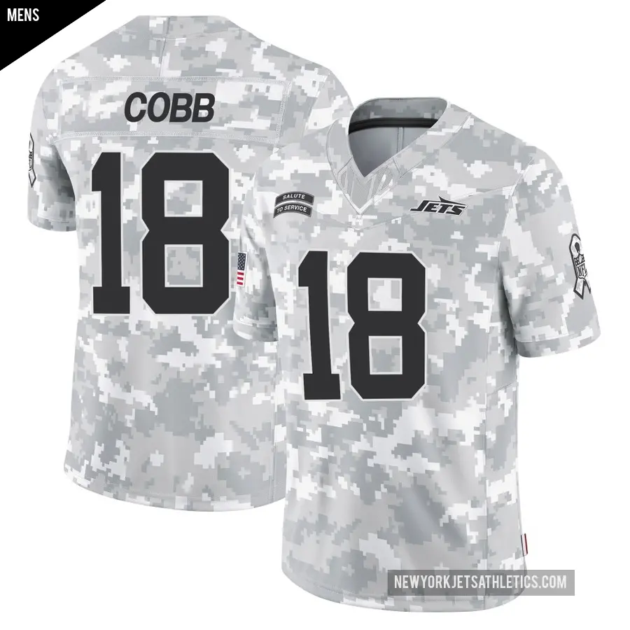 Men's New York Jets ＃18 Randall Cobb Arctic Camo Limited 2024 Salute to Service Jersey