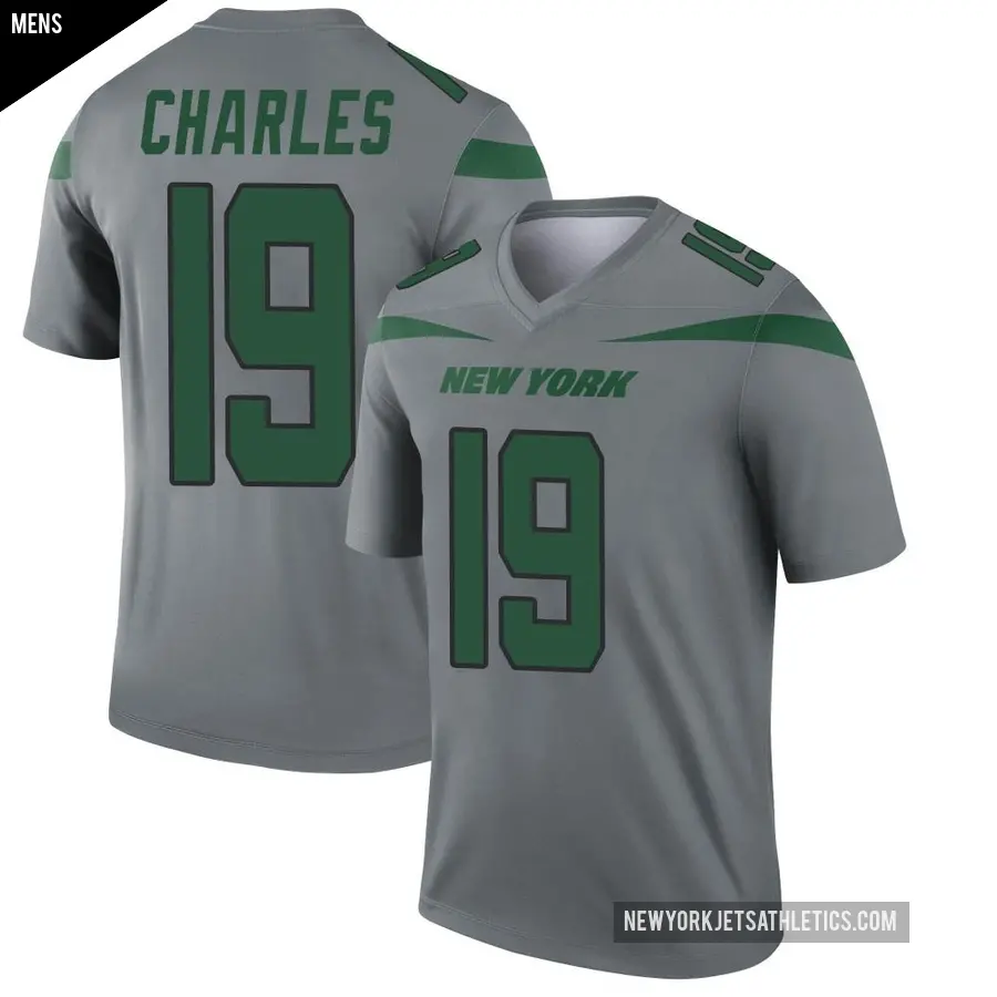 Men's New York Jets ＃19 Irvin Charles Gray Legend Inverted Jersey