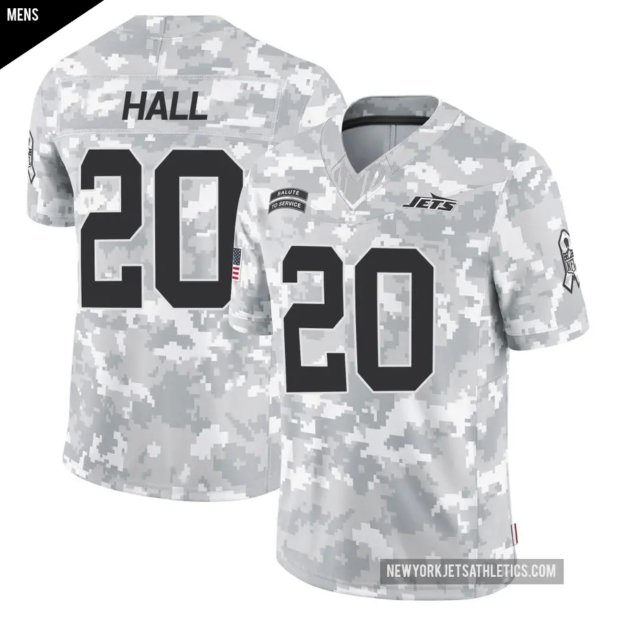 Men's New York Jets ＃20 Breece Hall Arctic Camo Limited 2024 Salute to Service Jersey