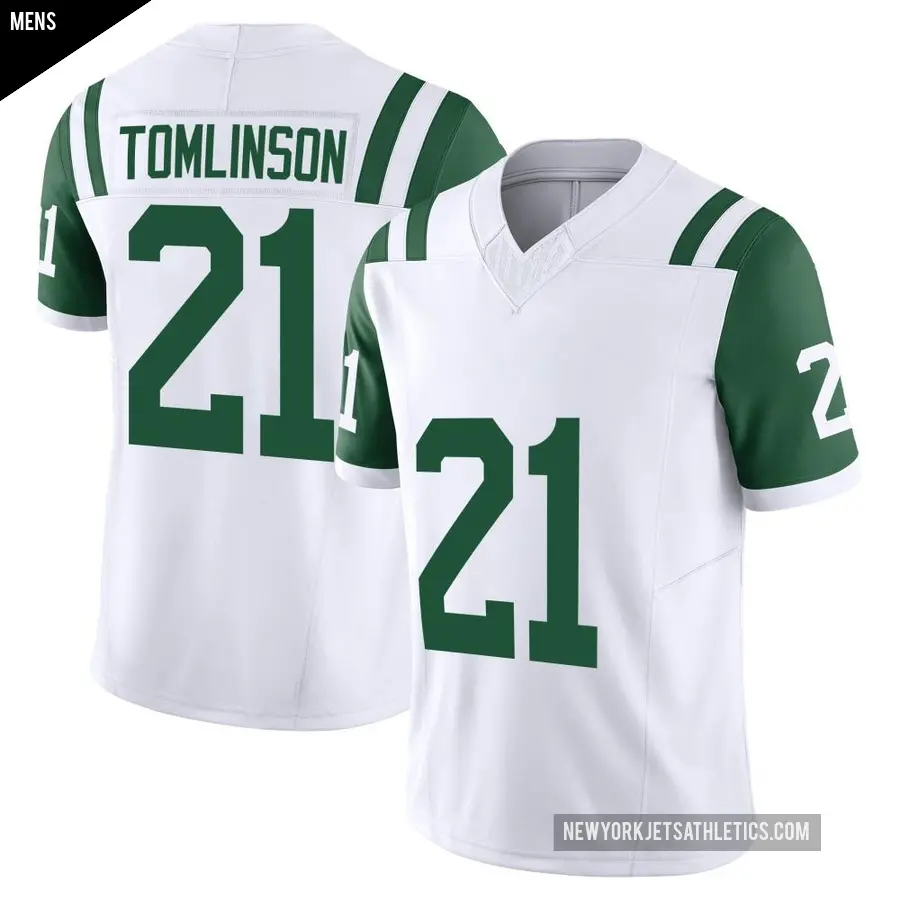 Men's New York Jets ＃21 LaDainian Tomlinson White Limited Classic Alternate Vapor F.U.S.E. Jersey