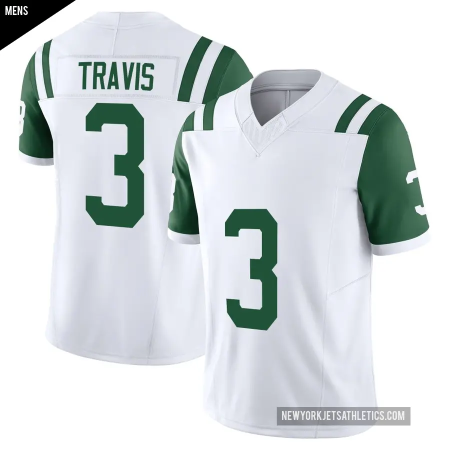 Men's New York Jets ＃3 Jordan Travis White Limited Classic Alternate Vapor F.U.S.E. Jersey