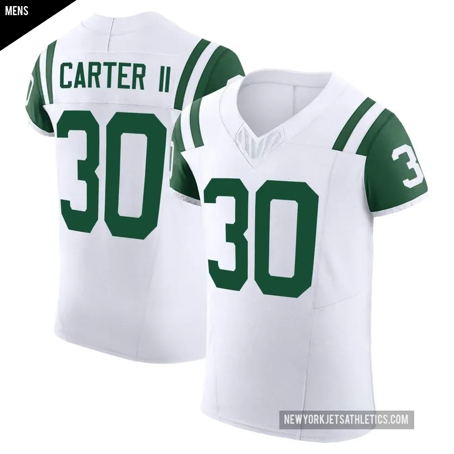 Men's New York Jets ＃30 Michael Carter II White Elite Classic Alternate Vapor F.U.S.E. Jersey