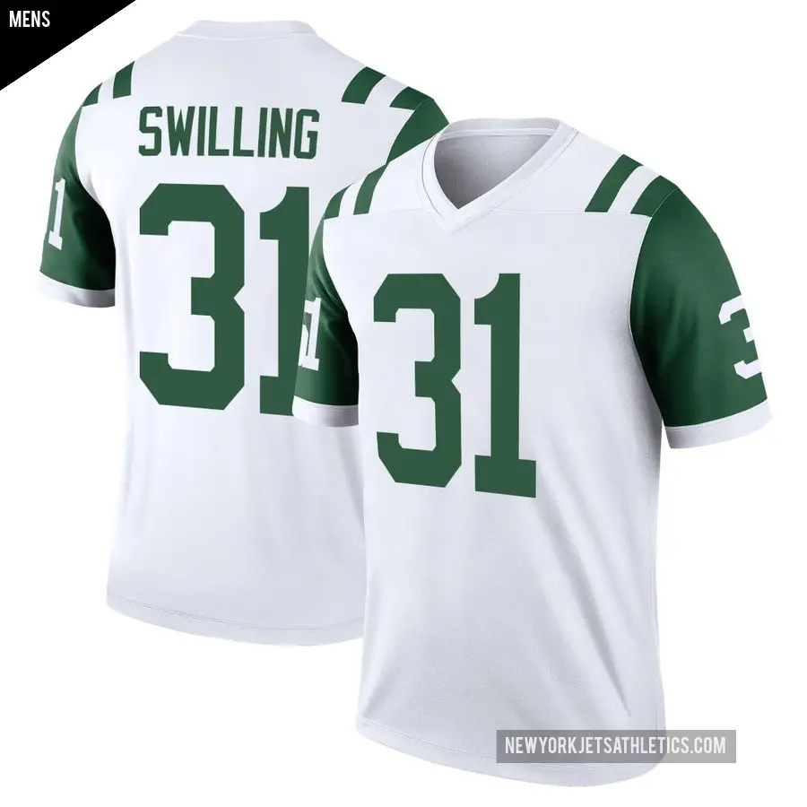Men's New York Jets ＃31 Tre Swilling White Legend Classic Alternate Jersey