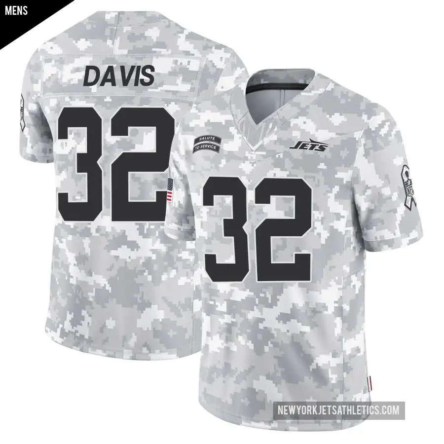 Men's New York Jets ＃32 Isaiah Davis Arctic Camo Limited 2024 Salute to Service Jersey