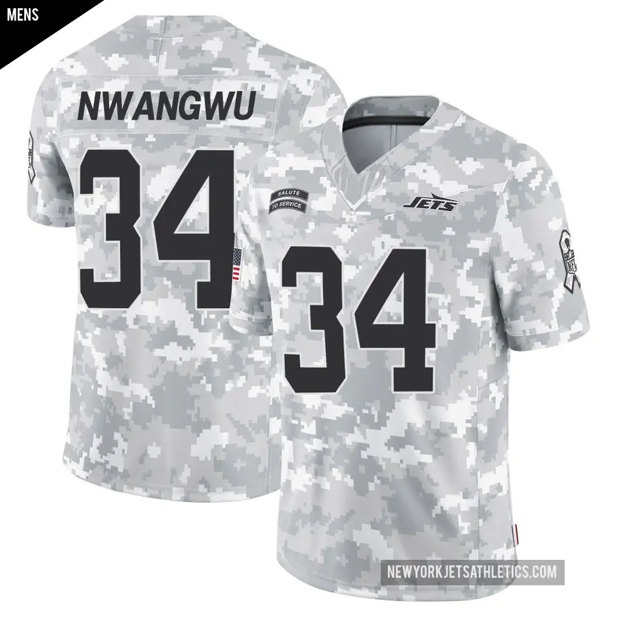 Men's New York Jets ＃34 Kene Nwangwu Arctic Camo Limited 2024 Salute to Service Jersey