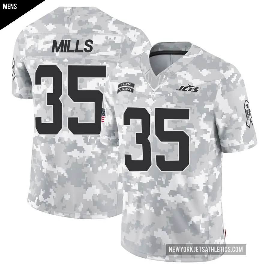 Men's New York Jets ＃35 Jalen Mills Arctic Camo Limited 2024 Salute to Service Jersey