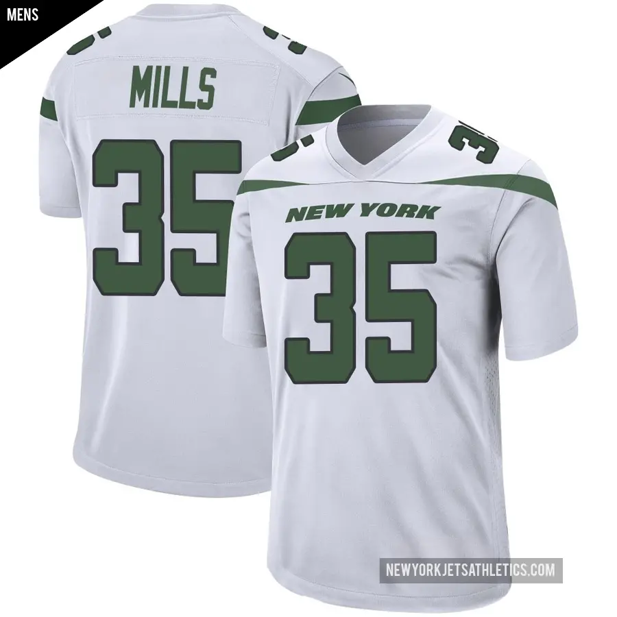 Men's New York Jets ＃35 Jalen Mills White Game Spotlight Jersey