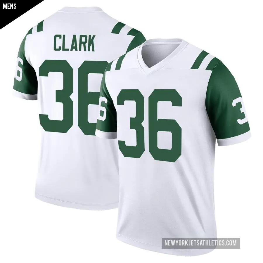 Men's New York Jets ＃36 Chuck Clark White Legend Classic Alternate Jersey