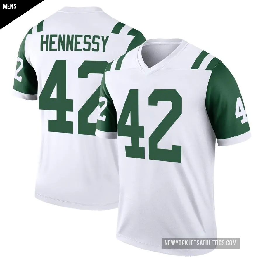 Men's New York Jets ＃42 Thomas Hennessy White Legend Classic Alternate Jersey