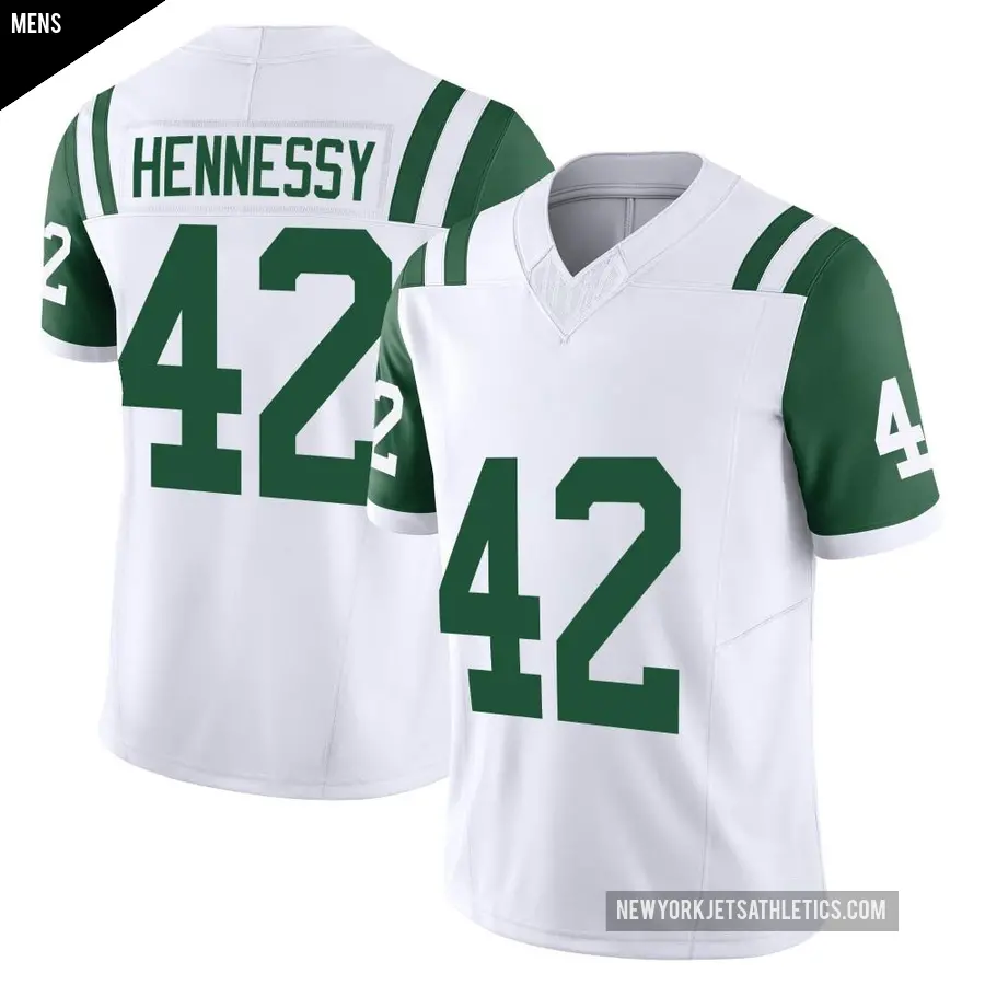Men's New York Jets ＃42 Thomas Hennessy White Limited Classic Alternate Vapor F.U.S.E. Jersey