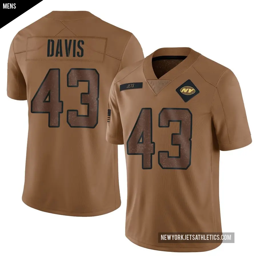 Men's New York Jets ＃43 Caden Davis Brown Limited 2023 Salute To Service Jersey