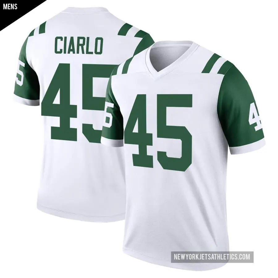 Men's New York Jets ＃45 Jimmy Ciarlo White Legend Classic Alternate Jersey