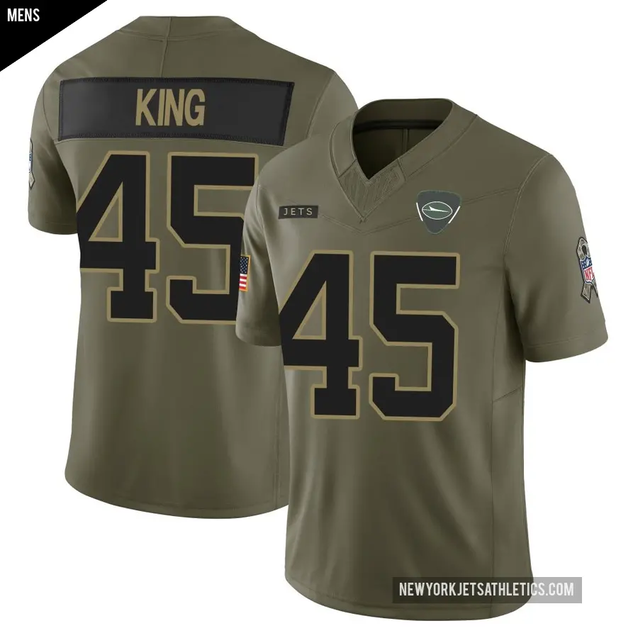 Men's New York Jets ＃45 Kobe King Olive Limited 2025 Salute to Service Jersey