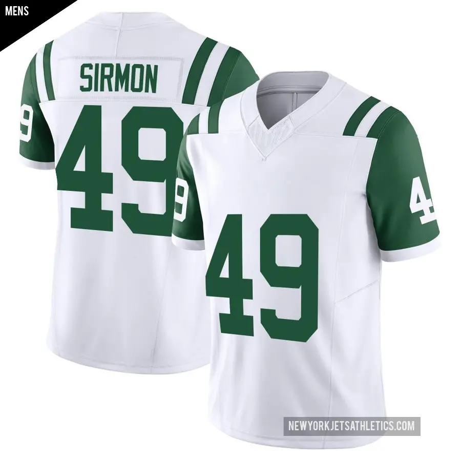 Men's New York Jets ＃49 Jackson Sirmon White Limited Classic Alternate Vapor F.U.S.E. Jersey