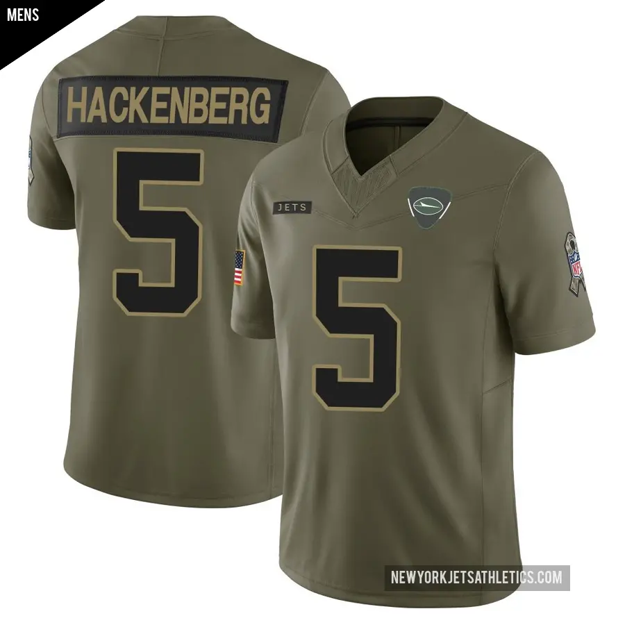 Men's New York Jets ＃5 Christian Hackenberg Olive Limited 2025 Salute to Service Jersey