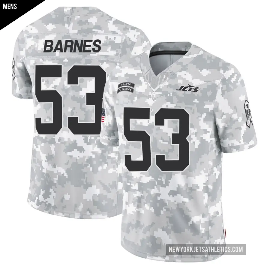Men's New York Jets ＃53 Zaire Barnes Arctic Camo Limited 2024 Salute to Service Jersey