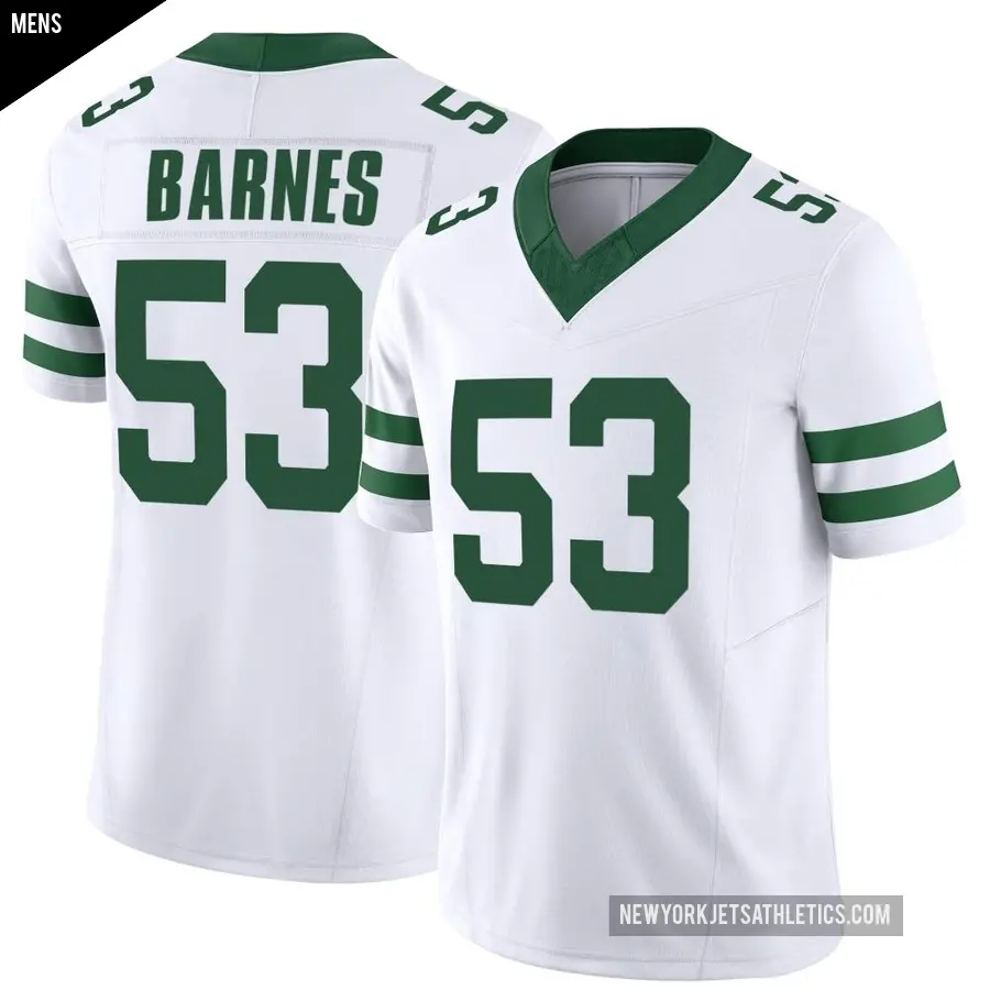 Men's New York Jets ＃53 Zaire Barnes White Game Legacy Jersey