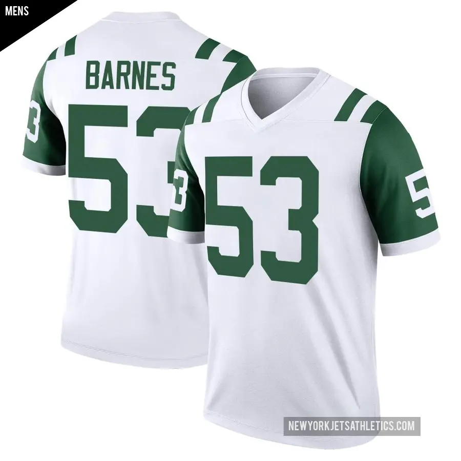Men's New York Jets ＃53 Zaire Barnes White Legend Classic Alternate Jersey