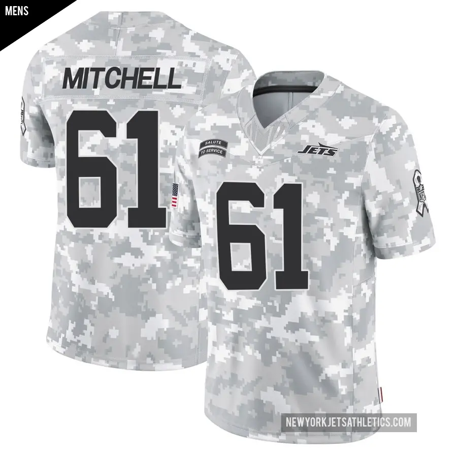 Men's New York Jets ＃61 Max Mitchell Arctic Camo Limited 2024 Salute to Service Jersey