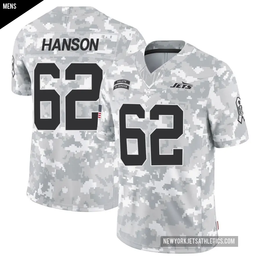 Men's New York Jets ＃62 Jake Hanson Arctic Camo Limited 2024 Salute to Service Jersey