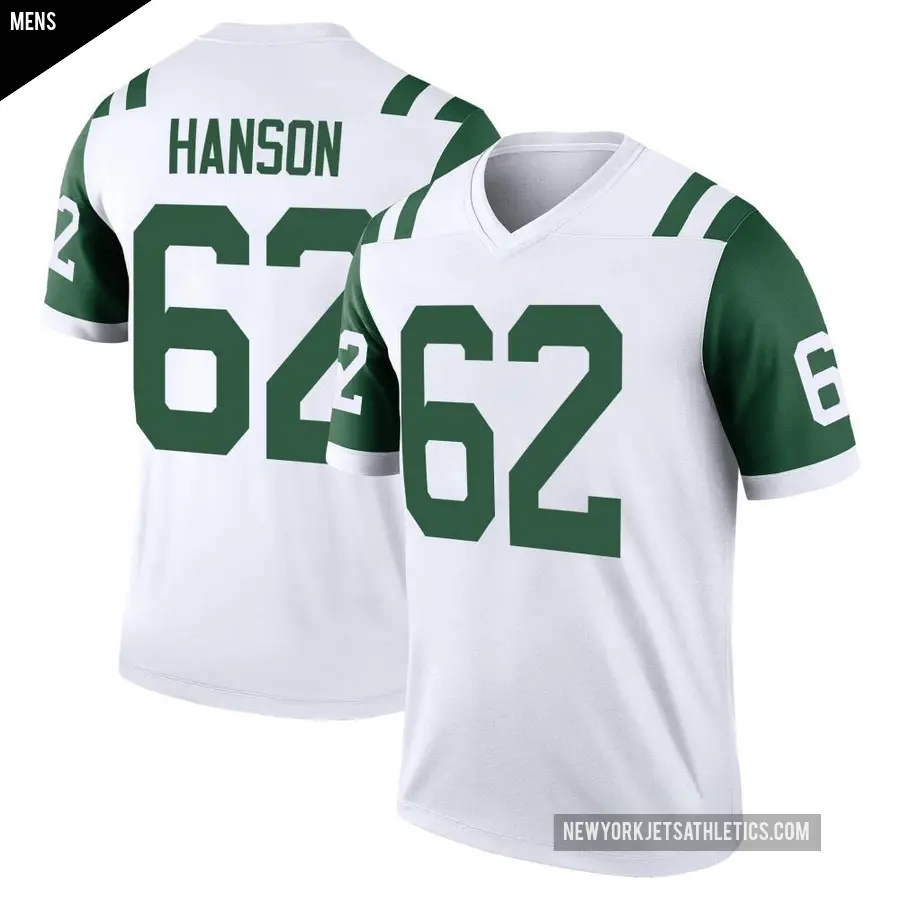 Men's New York Jets ＃62 Jake Hanson White Legend Classic Alternate Jersey