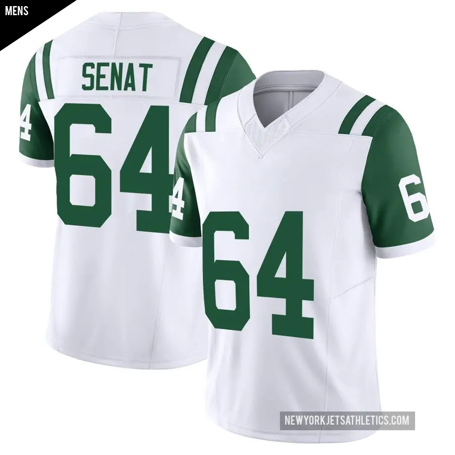 Men's New York Jets ＃64 Greg Senat White Limited Classic Alternate Vapor F.U.S.E. Jersey