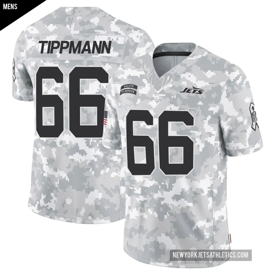 Men's New York Jets ＃66 Joe Tippmann Arctic Camo Limited 2024 Salute to Service Jersey