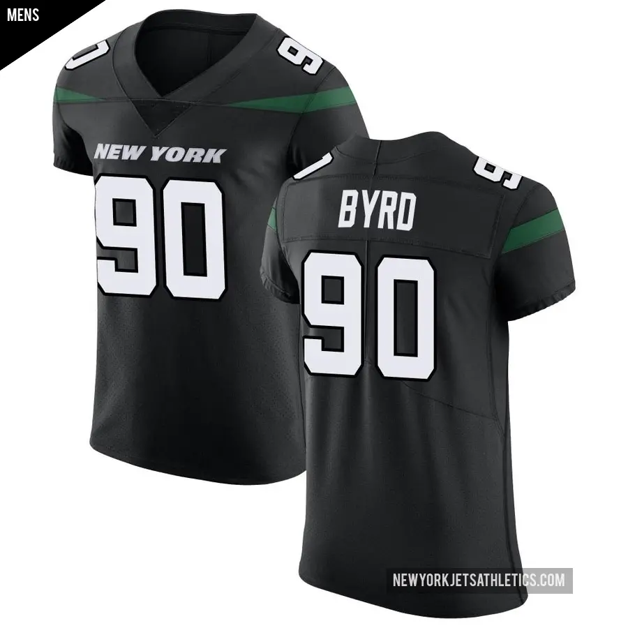 Men's New York Jets ＃90 Dennis Byrd Black Elite Stealth Vapor Untouchable Jersey