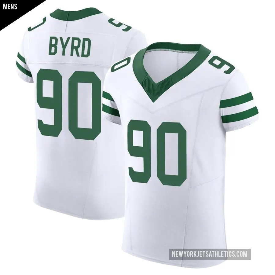 Men's New York Jets ＃90 Dennis Byrd White Elite Alternate Vapor F.U.S.E. Jersey