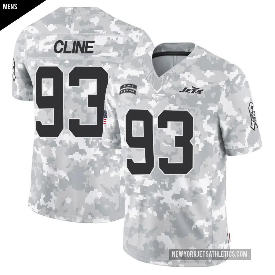 Men's New York Jets ＃93 Kameron Cline Arctic Camo Limited 2024 Salute to Service Jersey