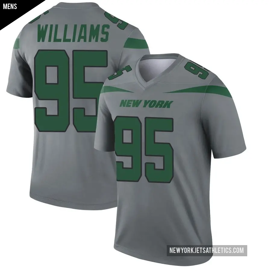 Men's New York Jets ＃95 Quinnen Williams Gray Legend Inverted Jersey