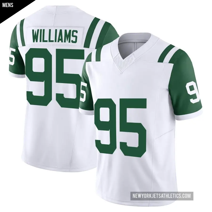 Men's New York Jets ＃95 Quinnen Williams White Limited Classic Alternate Vapor F.U.S.E. Jersey