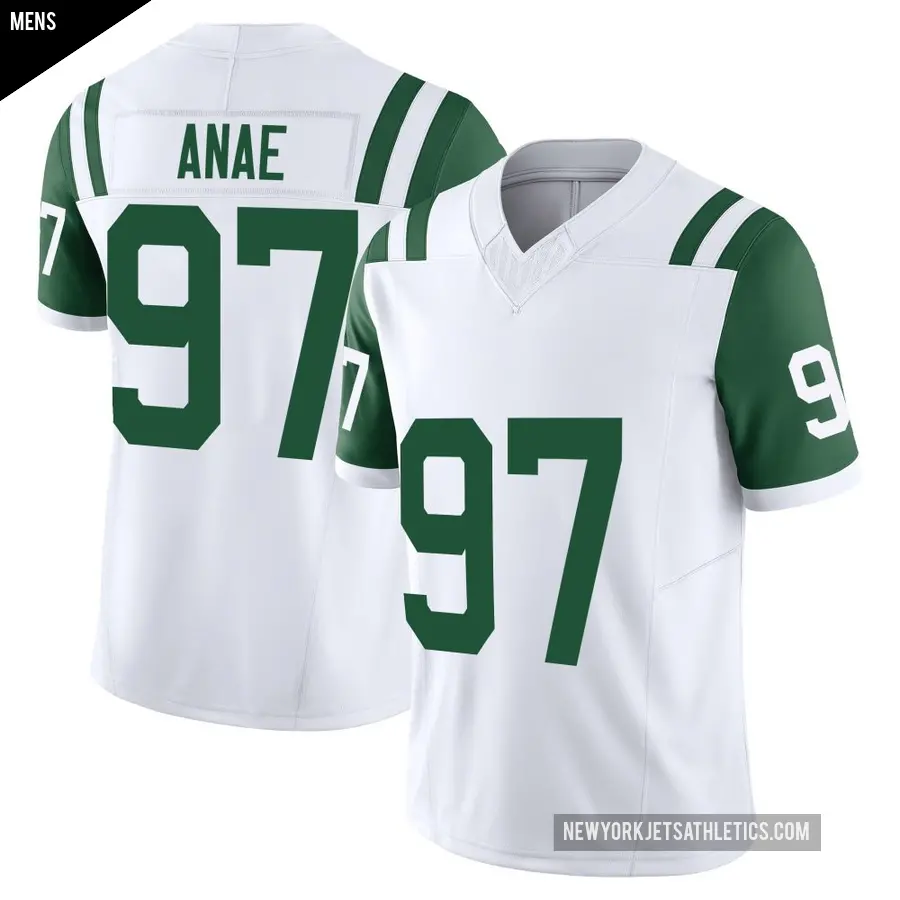 Men's New York Jets ＃97 Bradlee Anae White Limited Classic Alternate Vapor F.U.S.E. Jersey
