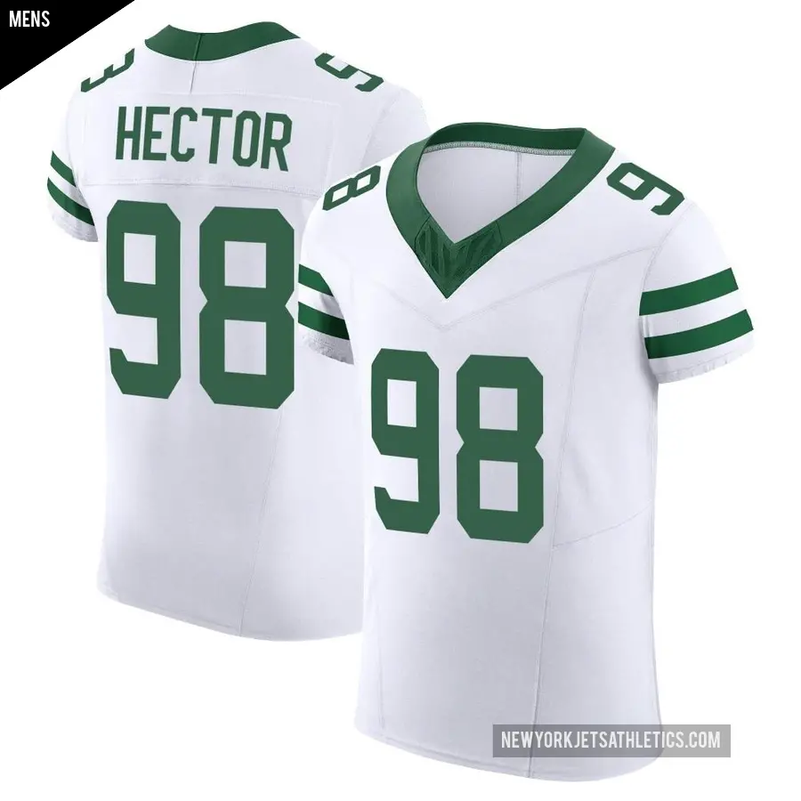 Men's New York Jets ＃98 Bruce Hector White Elite Alternate Vapor F.U.S.E. Jersey