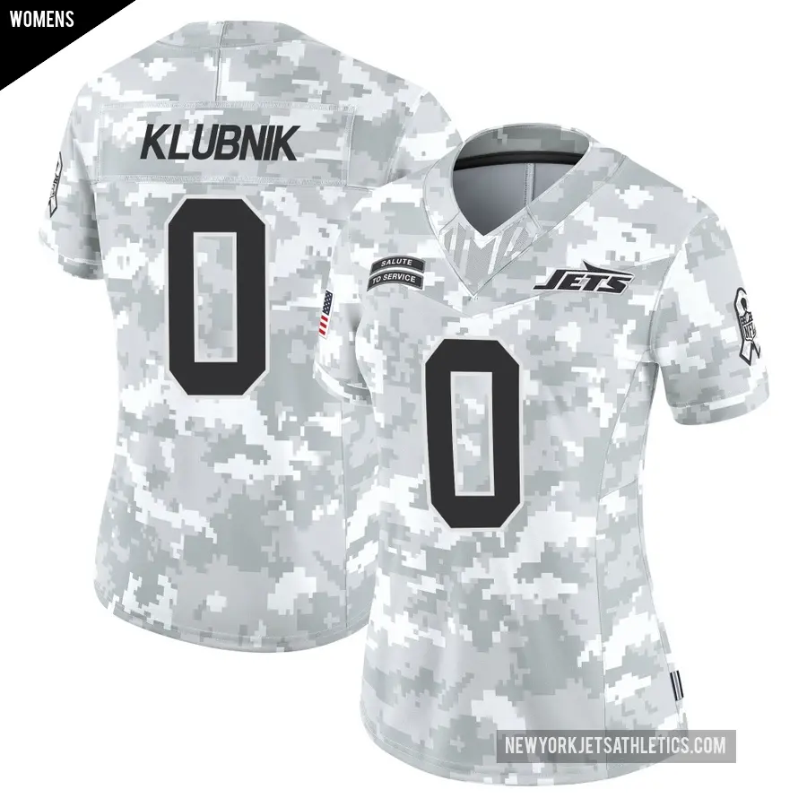 Women's New York Jets ＃0 Cade Klubnik Arctic Camo Limited 2024 Salute to Service Jersey