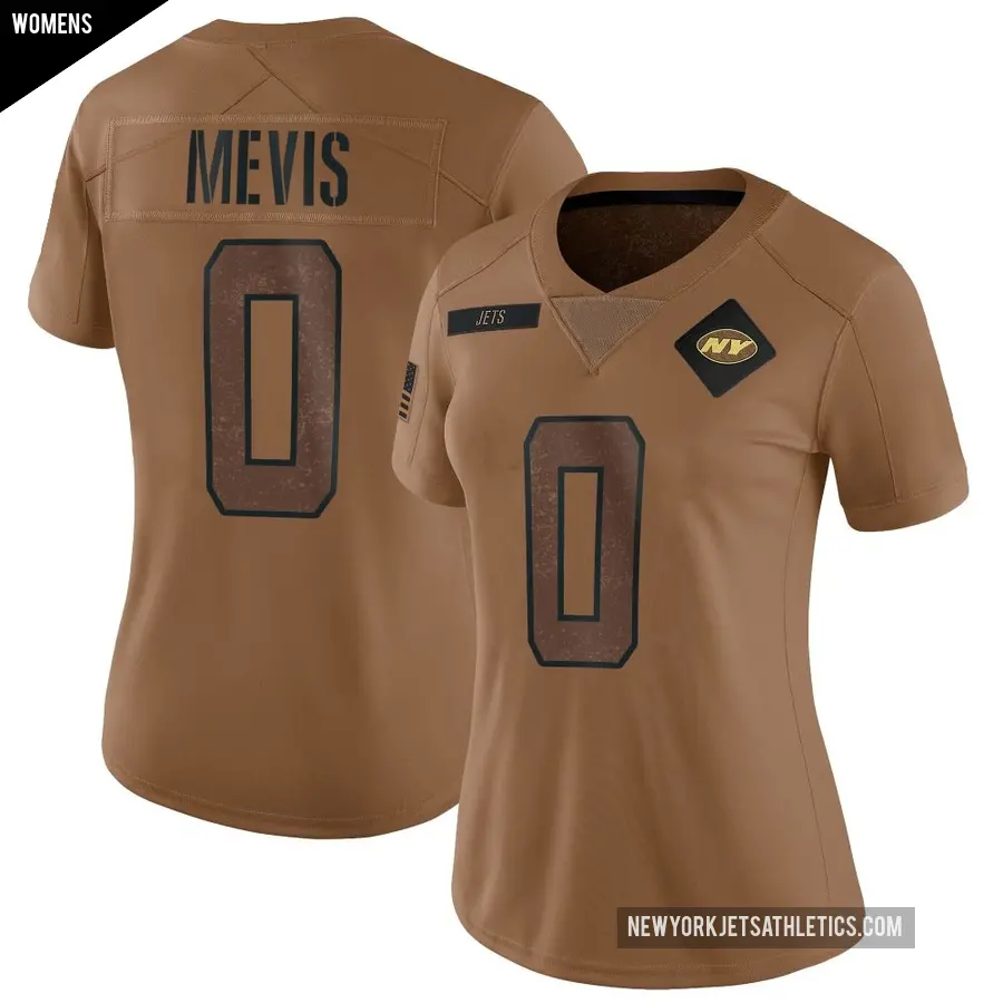 Women's New York Jets ＃0 Harrison Mevis Brown Limited 2023 Salute To Service Jersey