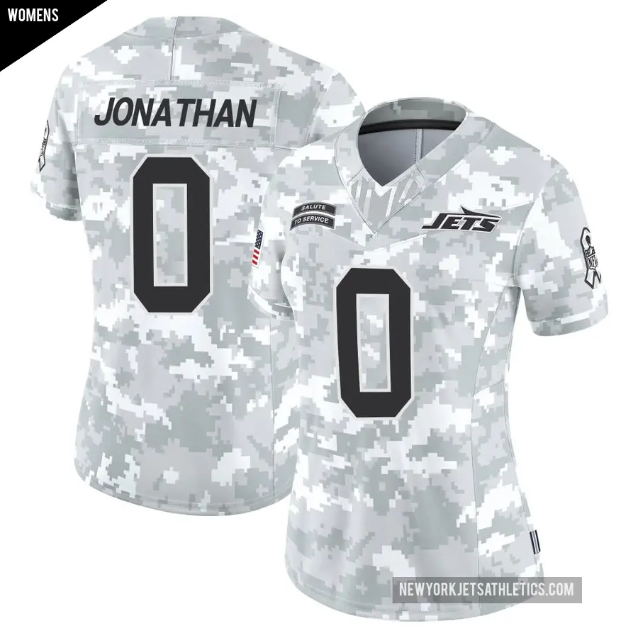 Women's New York Jets ＃0 Kingsley Jonathan Arctic Camo Limited 2024 Salute to Service Jersey