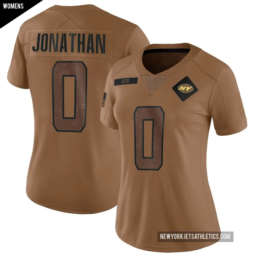 Women's New York Jets ＃0 Kingsley Jonathan Brown Limited 2023 Salute To Service Jersey