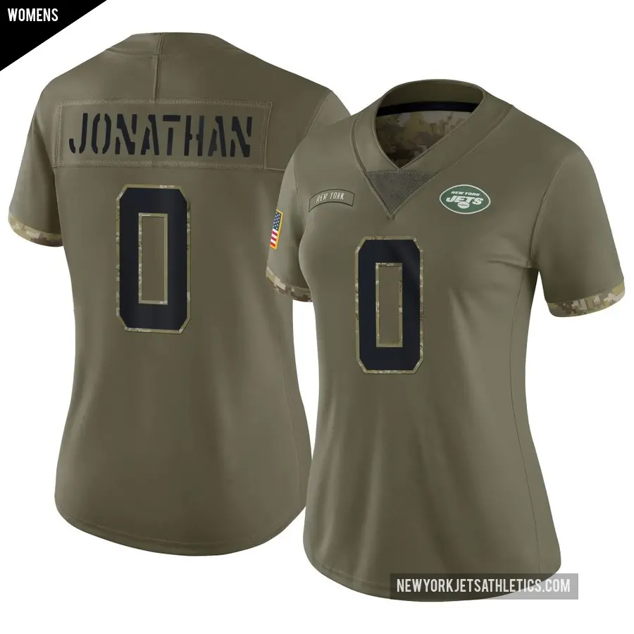 Women's New York Jets ＃0 Kingsley Jonathan Olive Limited 2022 Salute To Service Jersey